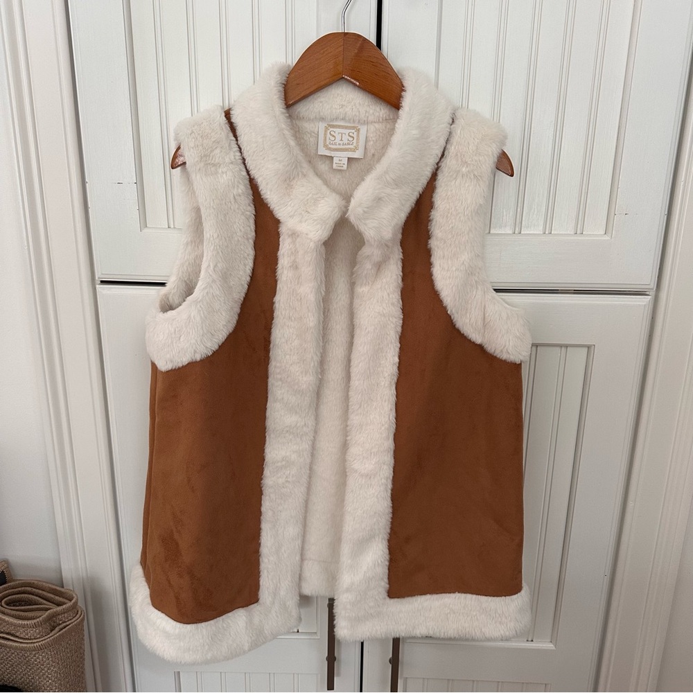 Sail to Sable Faux Suede & Fur Tan Vest in M